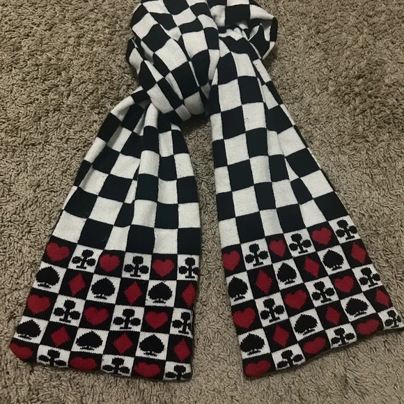 Disney Parks Alice in Wonderland The Red Queen Checkered Scarf w/ Red 60 inches - Picture 5 of 7
